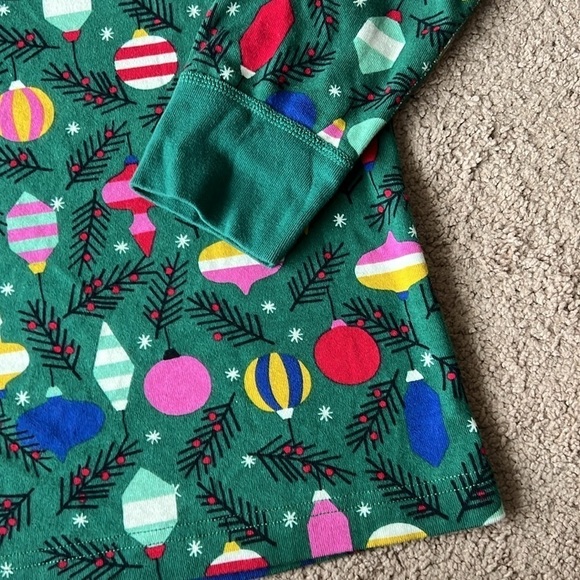 Hanna Andersson Holiday 2023 Ornament Print Green Long John Top Unisex Mens - Picture 5 of 7